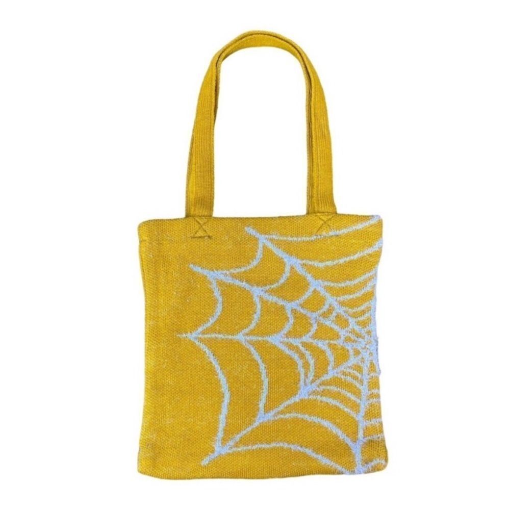 Urban Outfitters Ellie Icon Knit Tote Bag | Color Mustard with Blue Webs | NWT